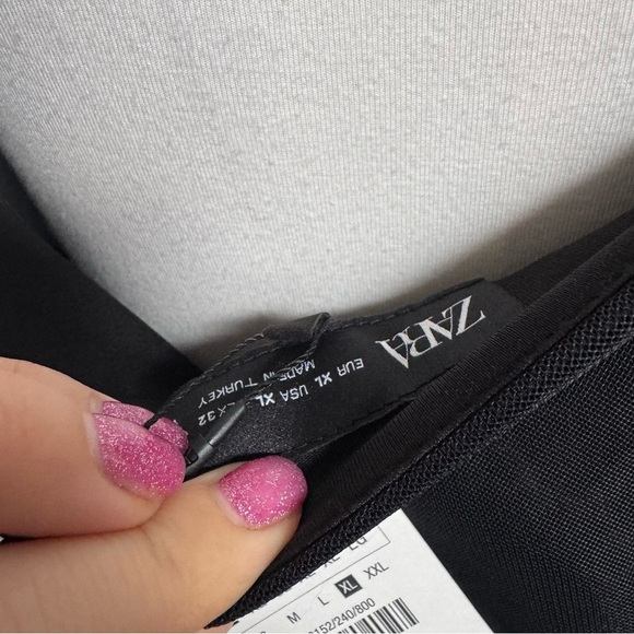 Zara Black Ruched Midi Dress NWT | Cocktail Evening Party Slip XL - Picture 9 of 10